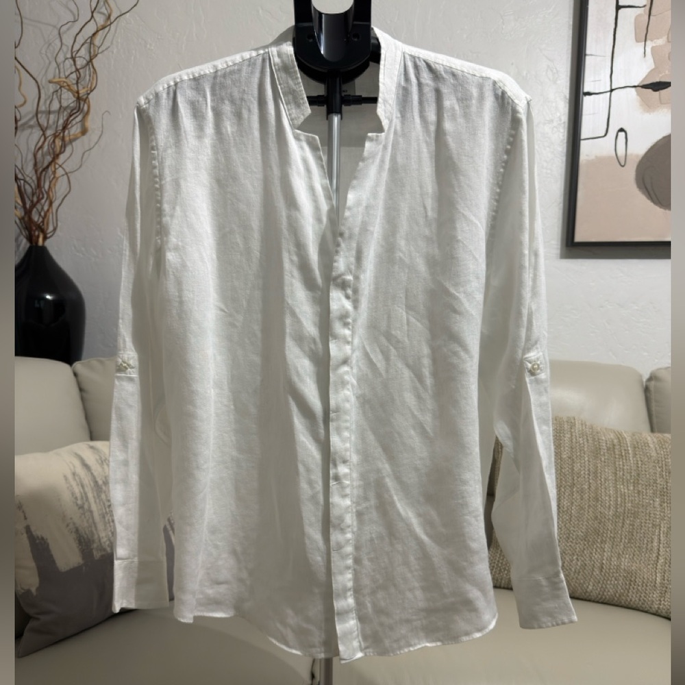 Murano White Casual Button Down Shirt